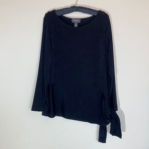 Chico’s Black Label Travelwrs ¾ Sleeve Black Top